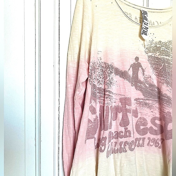 Magnolia Pearl Tee ~ Surf fest cream and pink ombre tee (long-sleeved) - Picture 2 of 2